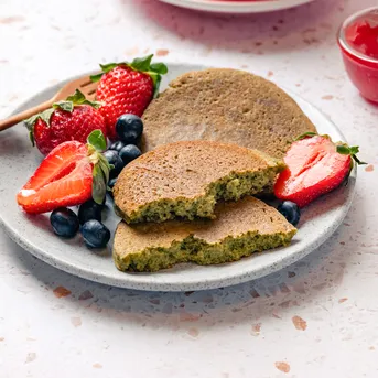 Strawberry Matcha Pancakes