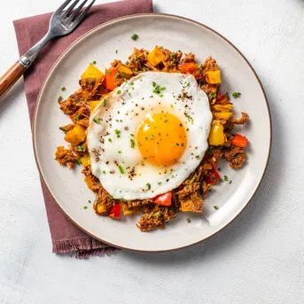 Pulled Beef and Potato with Eggs