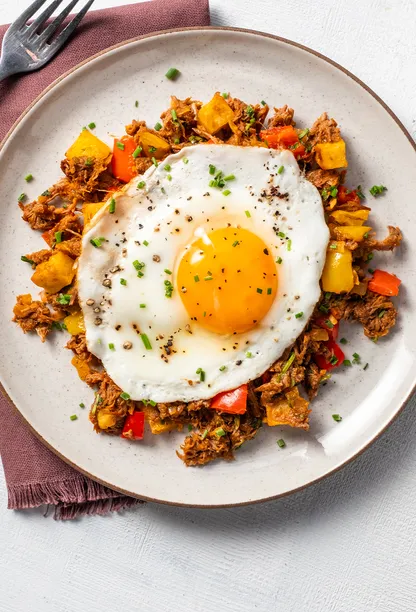 Pulled Beef and Potato with Eggs