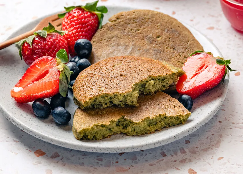 Strawberry Matcha Pancakes