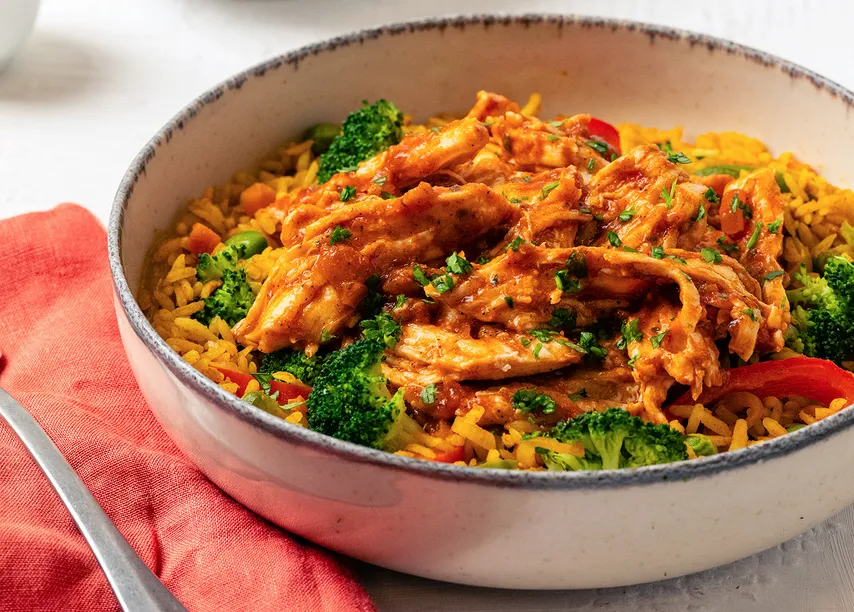 Pulled Chicken with Spiced Rice
