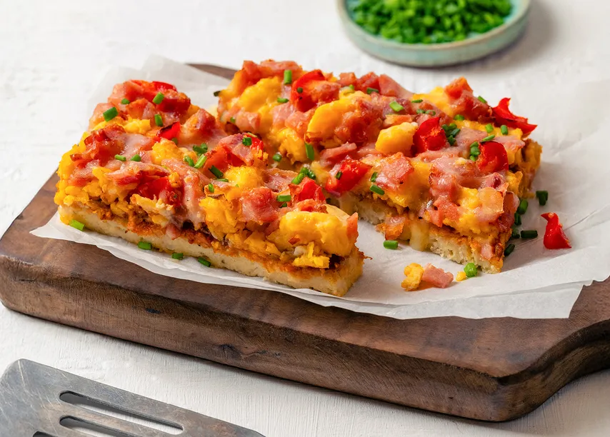 Eggs & Bacon Pizza Slice